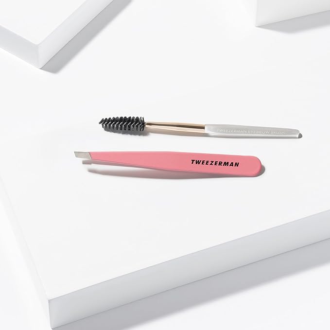 Tweezerman Exclusive Tea Rose Full Slant Tweezer and Brush