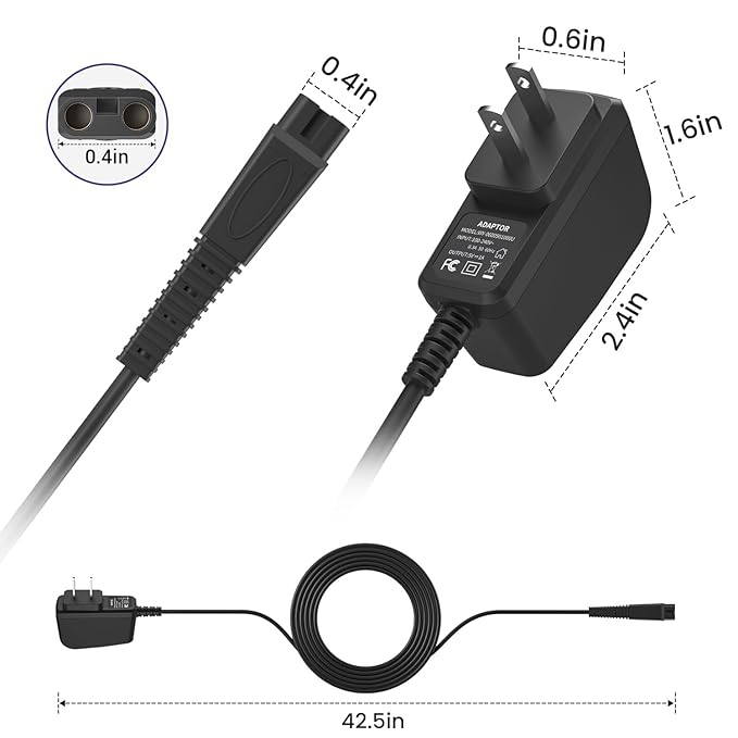 5V 1A Adapter for Andis Shaver Charger Power Cord, Replacement Andis Charger Compatible with 17150 17165 TS-1 TS-2 Foil Shaver
