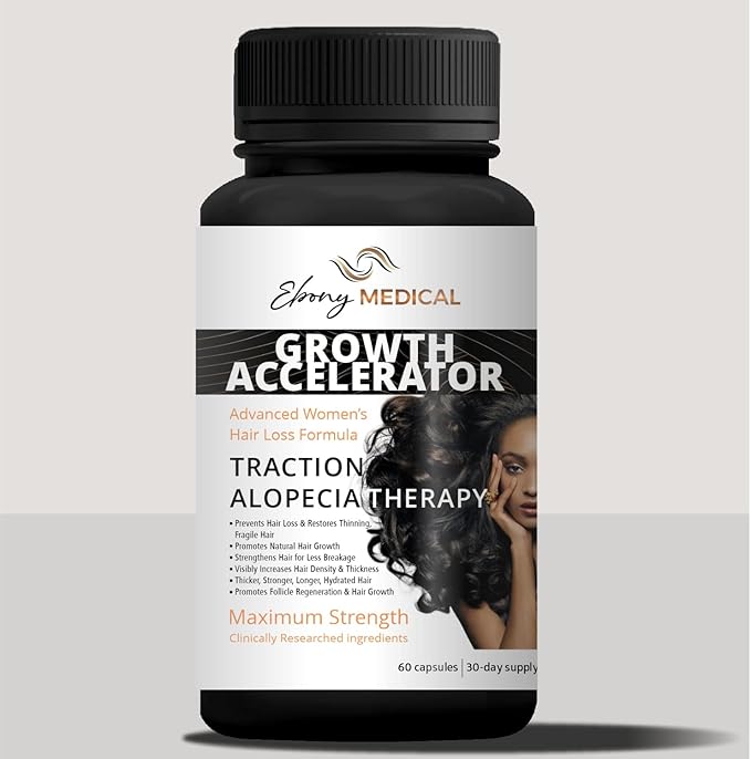 Ebony Medical Hair Support Supplement for Women of Color – Thinning Hair & Traction Alopecia Support – Keratin Boost, Follicle Nourishment, and Hair Strength Vitamins – 30-Day Supply