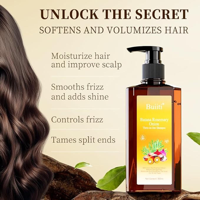 Batana Oil Shampoo for Hair Growth – Infused with Rosemary & Onion, Anti Hair Loss & Thickening Treatment for Women & Men, Promotes Regrowth, Sulfate Free Natural Formula, 10.14 fl oz