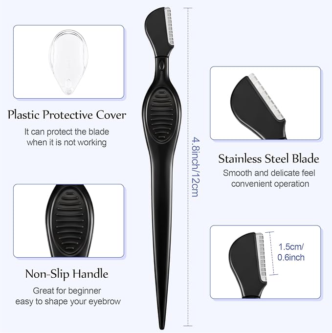 Mudder 21 Pcs Eyebrow Razor Eyebrow Shaver Facial Razor Multipurpose Face Trimmers with Precision Cover for Women Makeup Care Tools (White,Black)