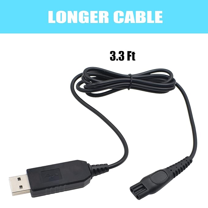 HQ8505 Shaver Charger Cord Fit for Philips Norelco HQ8505 3000 5000 7000 Series mg7790 mg5750 Electric Shaver Beard Trimmer 15V AC Adapter Power Supply Charging Cord 3.3Ft