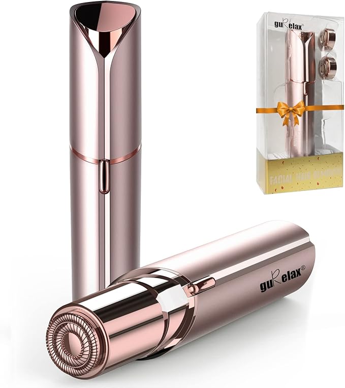 Facial Hair Remover for Women, Painless Hair Removal Device(with 2 x Replacement Heads) -Best Touch Face Shaver for Mother/Wife/Girlfriend, Electric Razors for Upper Lip, Chin