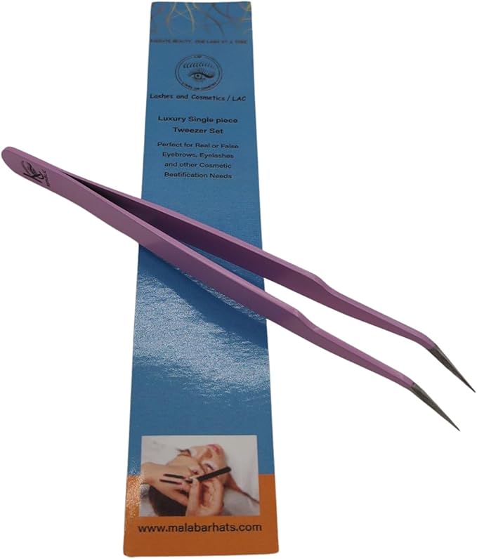 Violet Curved Professional Tweezer Great For Eyebrow, Eyelash, Facial, Ear, Nose & Ingrown Hair Remover Treatment. Make Perfect Eyebrow Shapes (Violet)