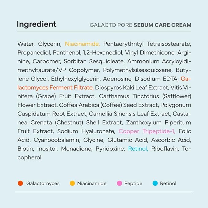 SAM'U Galacto Pore Cream Niacinamide Face Moisturizer for Hydration and Radiant Skin, with Retinol and Peptide, Korean Skincare for All Skin Types for men and women, 2.02 fl oz