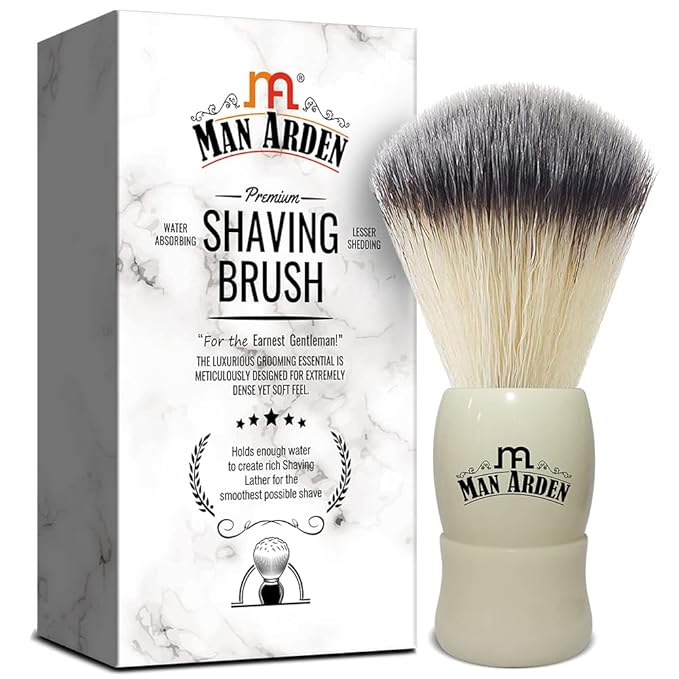 Man Arden Royal White Premium Shaving Brush With Ultra Soft & Absorbent Bristles & Long Handle | Cruelty Free | For A Smooth Shave
