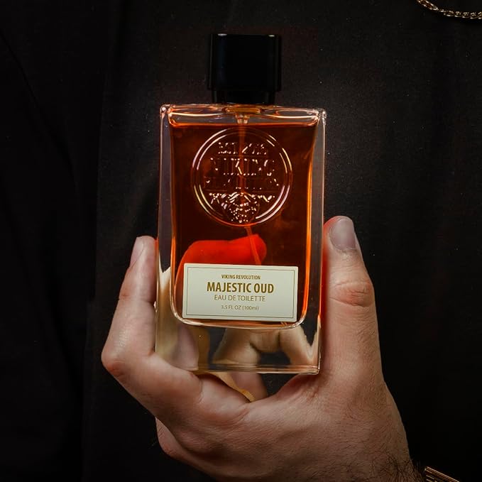 Viking Revolution Majestic Oud Cologne for Men - Earthy Mens Cologne Spray Eau de Toilette - Woody Majestic Oud Perfume for Men with Notes of Cypress, Incense, Ebony, Balsam - Gifts for Men 3.5 Fl Oz