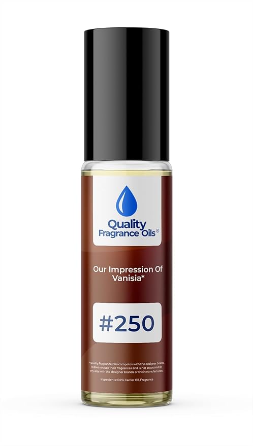 Quality Fragrance Oils' Vanisia Impression #250 | Long-Lasting Perfume Oil, Alcohol-Free, Strong Scent, 10ml Roll-On | Affordable Alternative to Designer Fragrances
