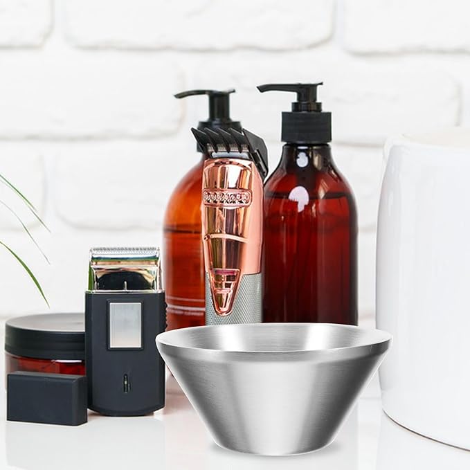 Zerodeko Stainless Steel Shave Bowl for Men 12x5.7cm Reusable Shaving Mug Beard Care Accessory Household Shaving Soap Bowl for Daily Grooming
