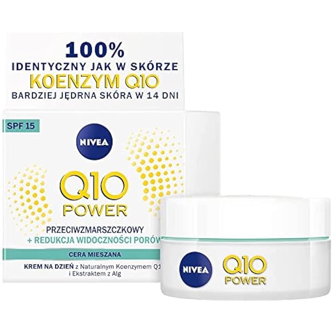 NIVEA Q10 POWER Anti-Wrinkle & Firming Day Cream 50 ml – Advanced Skin-Energising Moisturiser with Pure Q10 and Creatine for Combination to Oily Skin – Lightweight Hydration