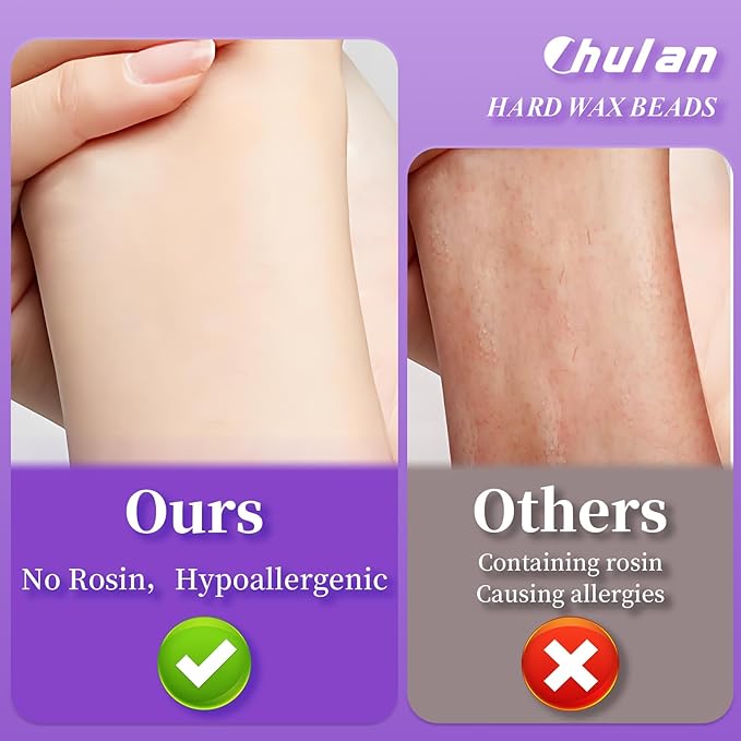 Hard Wax Beads, 400g Heart Wax Beans for Sensitive Skin, Hypoallergenic Waxing Bead for Coarse Hair Removal, Body, Brazilian, Facial, Bikini, Legs, Armpits Women Home Purple