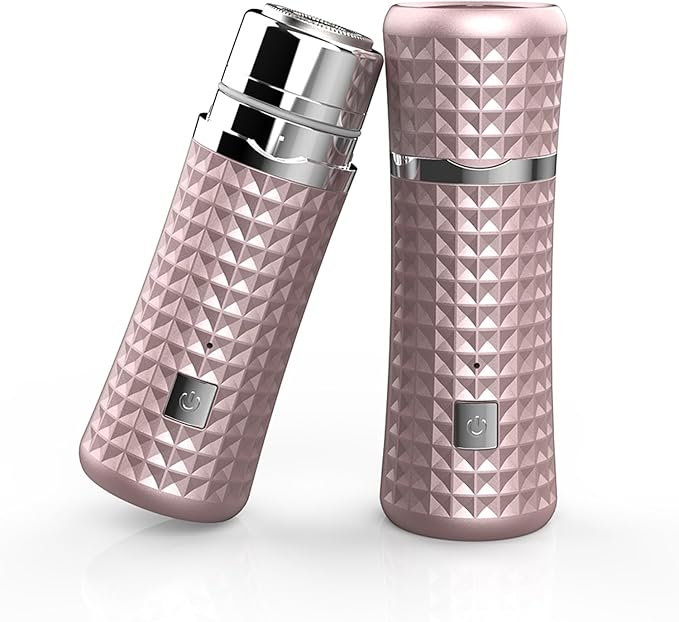 Women's Electric Shaver, Portable Facial Hair Remover for Women, Painless Peach Fuzz Trimmer for Face & Arms, USB-C Rechargeable 90 Mins Use, Sensitive Skin Friendly,Rose Gold