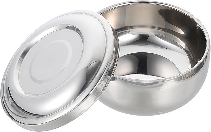 Didiseaon Stainless Steel Shaving Soap Bowl with Lid, Man’s Foaming Bubble Bowl for Wet Shaving, Sturdy Lidded Shave Soap Container for Home and Salon Use
