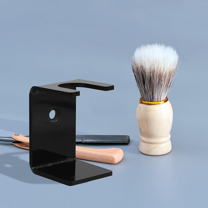 Shaving Brush Stand and Razor Holder for Men Black Bathroom Razor Brush Organizer with Storage Compact for Daily Grooming
