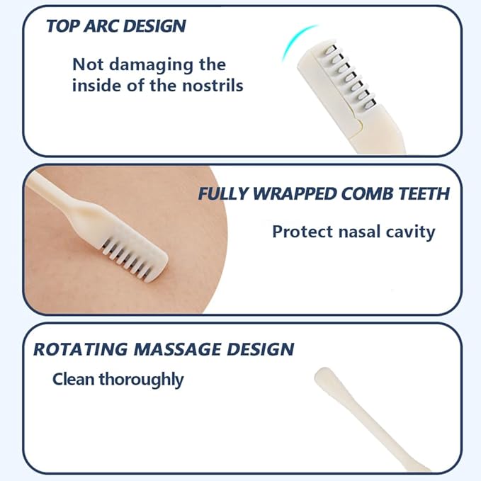 6 Pcs 2-in-1 Nasal Hair Cutter, New Double Sided Nose Hair Knife, Portable Nostril Hair Remover Tool, 360° Nose Hair Trimmer with Ear Picker Soft Cleaning Brush for Women Men