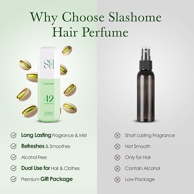 Hair Perfume for Women & Men, Alcohol-Free Coconut Pistachio Hair & Body Mist, Lightweight Long-Lasting Fragrance Mist for Hair, Body & Fabric, Birthday & Valentine’s Day Gift, 100ml / 3.38 fl oz