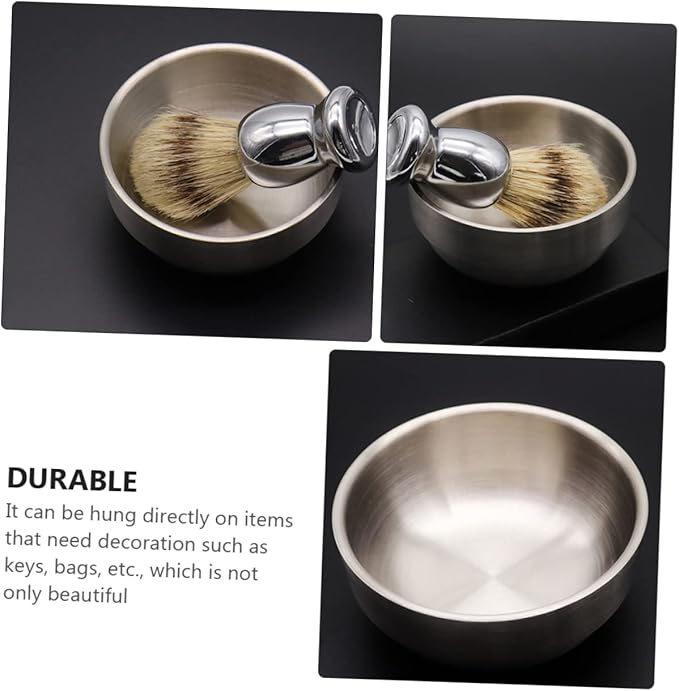 2pcs Stainless Steel Shaving Brush and Soap Bowl Set for Men's Wet Shaving and Lightweight Grooming Tools for Home Travel Use