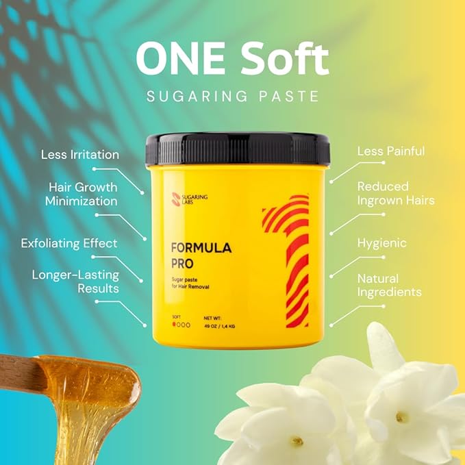 Sugaring Paste FORMULA PRO for Hair Removal SUPER SOFT for Wax Strips, Light Hair, Facial Hair, Sugar Wax Kit, 49oz / 3lb