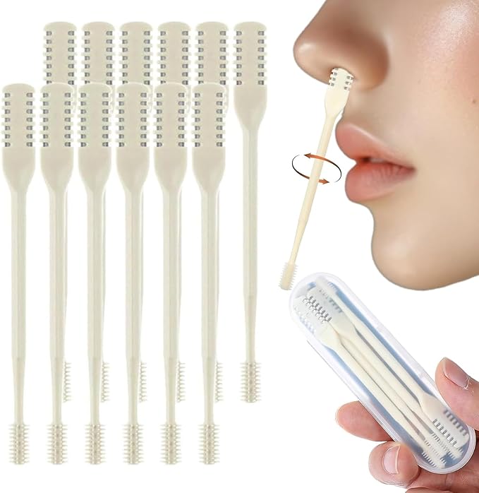 360° Nostril Hair Remover Tool,Portable Nose Hair Trimmer for Men Women,2-in-1 Nasal Hair Cutter,Upgrade Double Sided Nose Knife. (Cream, 12 Pcs)