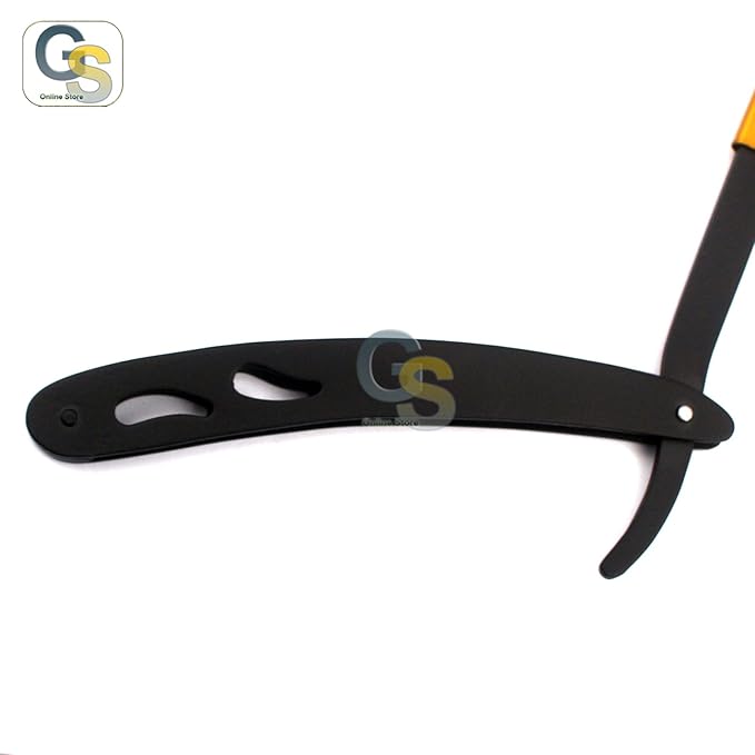G.S BLACK & GOLD COMBINATION STAINLESS STEEL BARBER EXCHANGEABLE BLADE STRAIGHT EDGE BARBER SHAVING RAZOR -SAFETY RAZOR