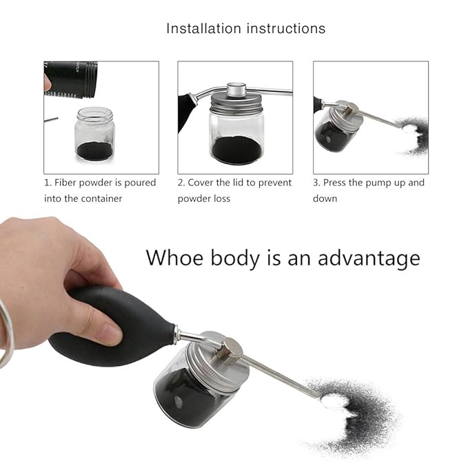 Hair Building Fibers Spray Applicator - Atomizer Silicone Airbag for Hair Fibers - Hair Restorer Kit