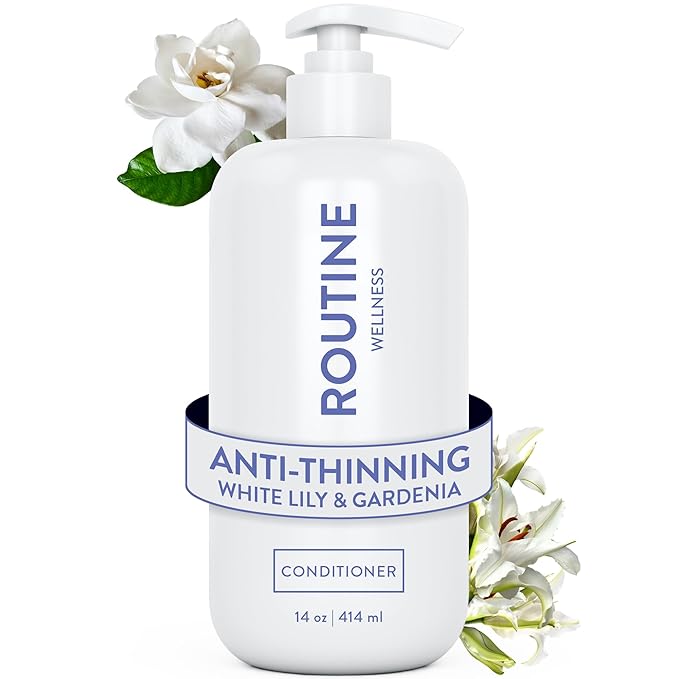 Routine Wellness Anti-Thinning Deep Conditioner for Thinning Hair to Reduce Breakage - CLINICALLY TESTED Formula with DHT Blockers Saw Palmetto, Nettle Oil - White Lily & Gardenia Conditioner