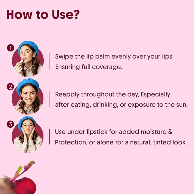 Aasrvi Sarganic Beetroot Tinted Lip Balm SPF 50 PA+++ | Brightening Lip Balm for Dark Lips | Hydrates Dry & Chapped Lips | Kojic Acid, Ceramide, Peptide & Vitamin E | Men & Women | 5g