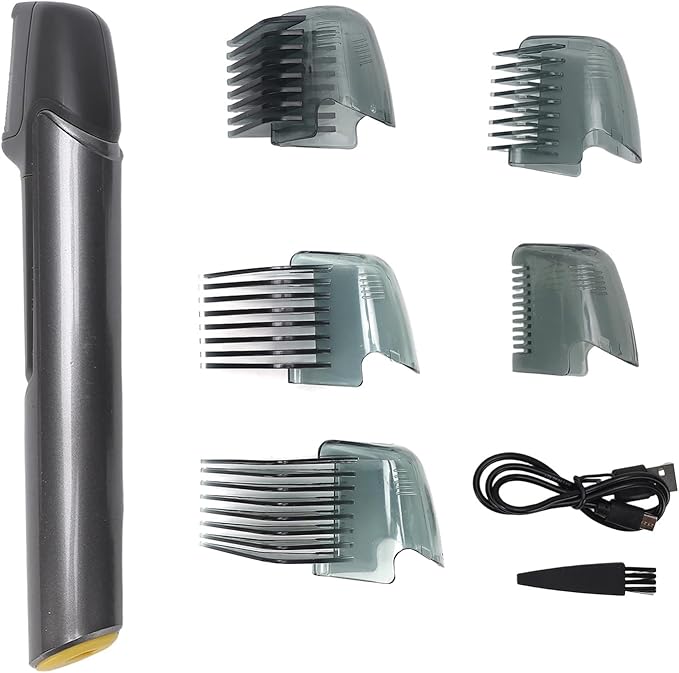 Brrnoo Body Hair Trimmer, Rechargeable Electric Trimmer with Extendable 2 Inch Arm and 5 Detachable Combs, with USB Cable and Cleaning Brush, for Men Beard Face Chest Legs Sensitive