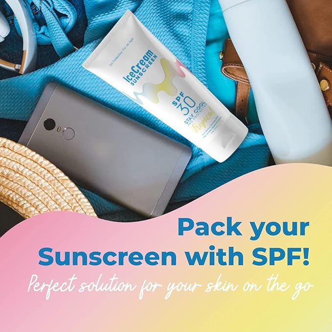 IceCream Broad Spectrum SPF 30 Sunscreen Lotion, Body & Face Lotion Sunblock Moisturizer with SPF, Water & Sweat-Resistant, Reef-Friendly & Cruelty-Free, 6oz (177ml) - Tropical (Pack of 2)