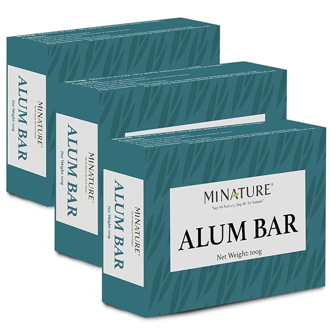 Mi Nature Pure Alum Bar Pack of 3(100g*3)|Natural Phitkari Block |Potassium Alum Stone |Shaving Bar |Skin Astringent |Water Clarifier |Odor Control