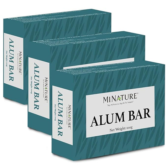 Mi Nature Pure Alum Bar Pack of 3(100g*3)|Natural Phitkari Block |Potassium Alum Stone |Shaving Bar |Skin Astringent |Water Clarifier |Odor Control