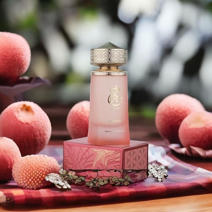Paris Corner | Khair Fusion Lychee Perfume 3.4 Fl Oz | A Lychee Perfume Blending Fruity Notes of Lychee, Blackcurrant, and Red Apple with Floral Elegance for an Enchanting Aroma