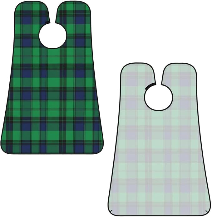 Beard Trimming Hair Catcher, Black Green Scottish Tartan Plaid Shave Bib, Non-Stick Bib Apron Waterproof, Shaving Tool for Men for Husband Father’s Day
