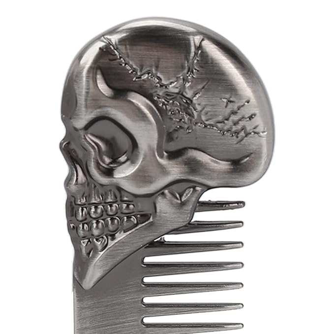 Metal Beard Comb for Men, 5.79 inch Pocket Comb, Zinc Alloy Mens Hair Combs, Protable Mustache Combs for Men, Retro Texture Brush Mens for Hair Beard Salon, Oil Hair Styling