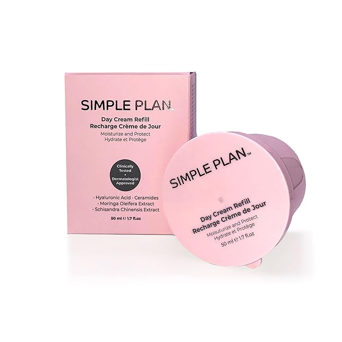 SIMPLE PLAN Refill Hyaluronic Acid Day Cream – Anti-Aging Facial Moisturizer for Men & Women – Lightweight Hydrating Face Cream to Reduce Wrinkles & Restore Skin Barrier