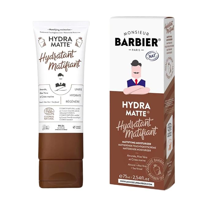 Mattifying Moisturizer Face Cream Hydra Matte Hydrating Facial With Aloe Vera, Sweet Almond Oil, Sea Samphire Deep Hydration, Nourishes Eliminates Shine Non-greasy Made in France 75ml