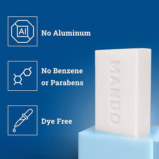Mando Acidified Cleansing Bar - 24-Hour Odor Control - Removes Odor Better than Soap - Moisturizing Formula - SLS Free, Paraben Free - Safe For Sensitive Skin - Pro Sport