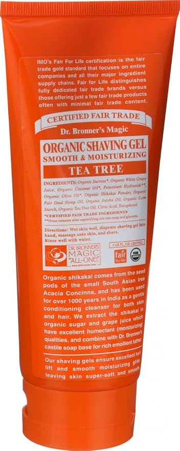 Dr. Bronner's Magic Organic Shaving Soap Gel Tea Tree - 7 fl oz