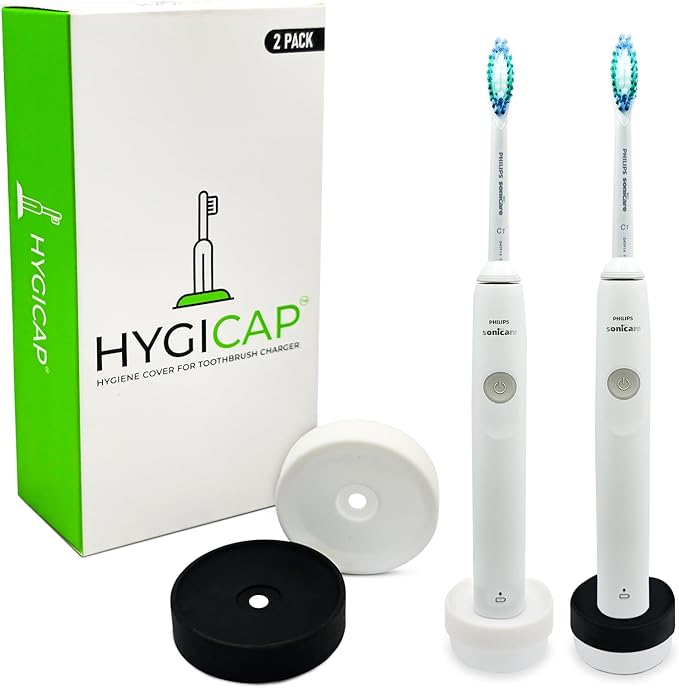 Hygiene Cover for Philips SONICARE Electric Toothbrush Charger 2-Pack - Protects Philips Round Chargers from Residue/Gunk, Easy to Clean, Safe Food Grade Silicone (Only fits Round Charger)