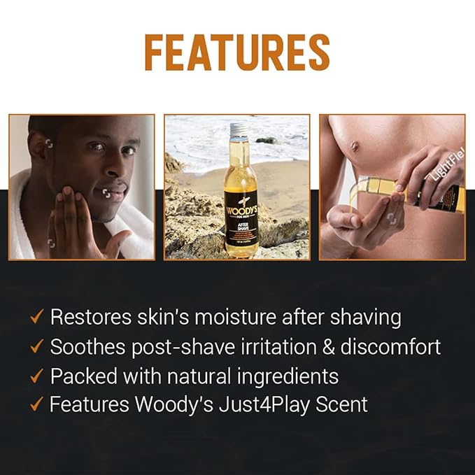 Woody's Aftershave for Men Tonic – Soothing After Shave with Aloe Vera, Calendula & Chamomile to Reduce Irritation, Post Shave, 6.3 fl oz