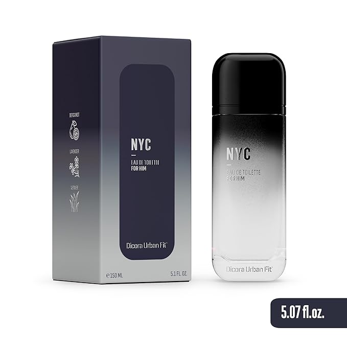 Dicora Urban Fit NYC Cologne for Men - Notes of Bergamot, Tangerine, Lavender, and Tonka Beans - Evokes Sophistication - 5.07 oz EDT Spray