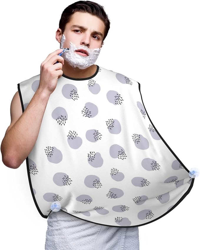 Beard Shaving Cape with Suction Cups, Cow Print Purple Shave Bib, Non-Stick Waterproof Hair Catcher, Grooming Bib for Men Husband
