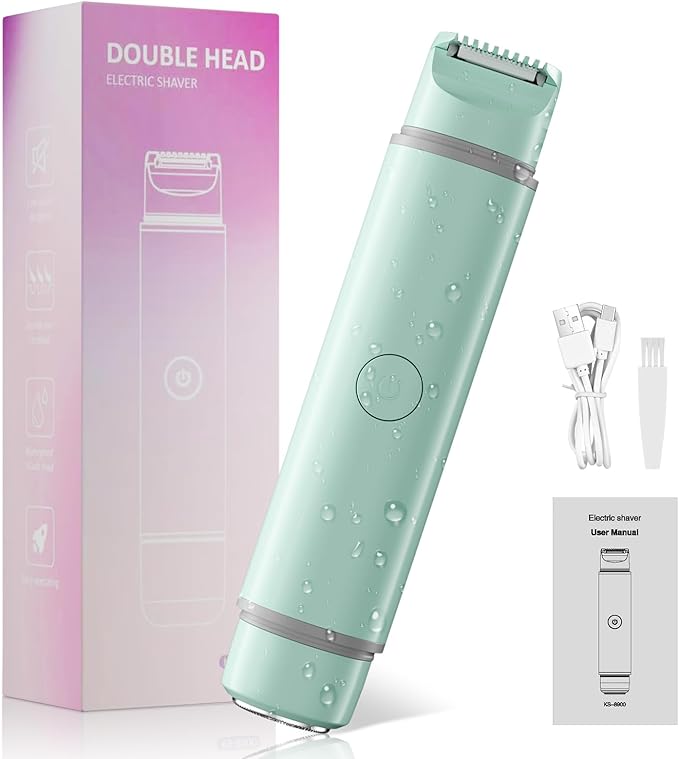 Bikini Trimmer for Women - 2 in 1multifunctional Painless Electric Razors for Women,Rechargeable Dual Head Electric Shaver for Lady Bikini Underarm,Body,Leg,Hair Remove Portable Travel,Women’s Gift