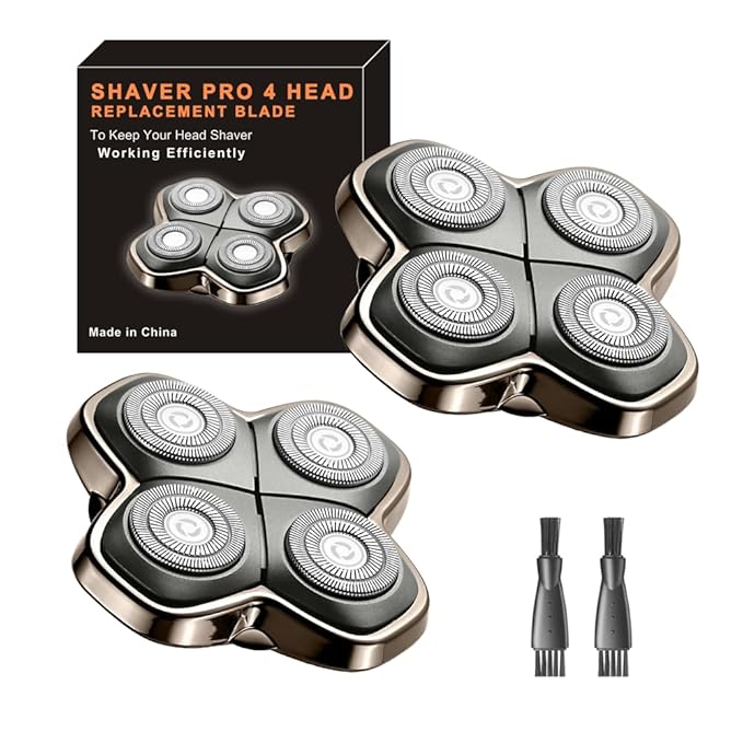 TRAH Shaver PRO 4 Head Replacement Blade Compatible with Skull Shaver Pit-bull Pro - for Pit-bull Silver Gold PRO SX5 & Palm MX5 & Butter-fly Kiss Pro - Bald Men Electric Shavers Accessories (2 Packs)