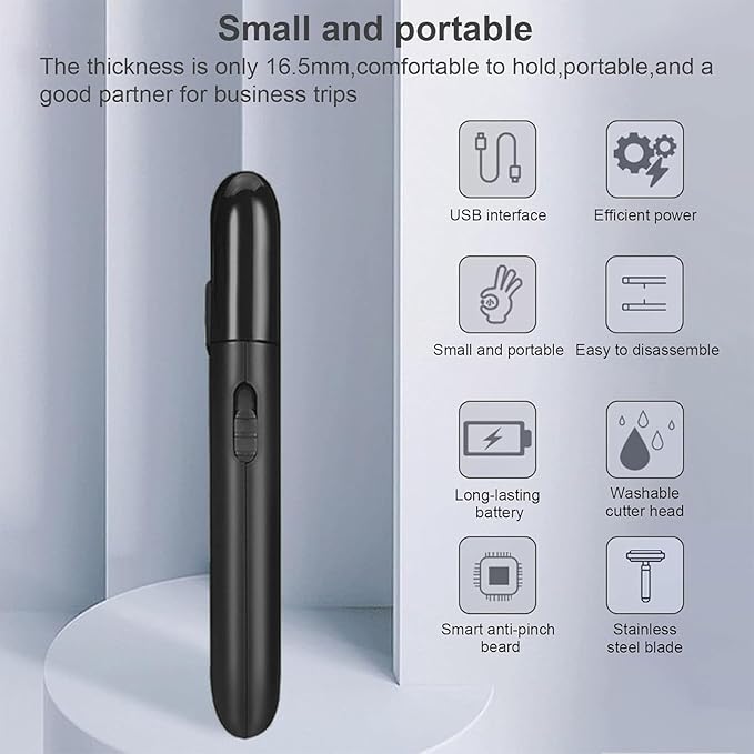 Foil Shaver for Men Multifunction Stubble Trimmer with Pop-Up Sideburn Razor Cordless USB Rechargeable Mini Travel Shaver for Beards & Facial Hair