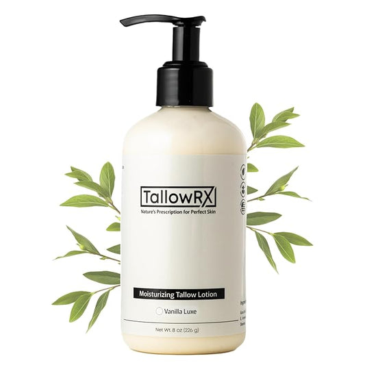 Tallow Body Lotion – 100% Grass-Fed Beef Tallow for Skin, Face & Body – Pure & Organic Moisturizer with Jojoba Oil, Vitamin E (8 Fl Oz, Vanilla)