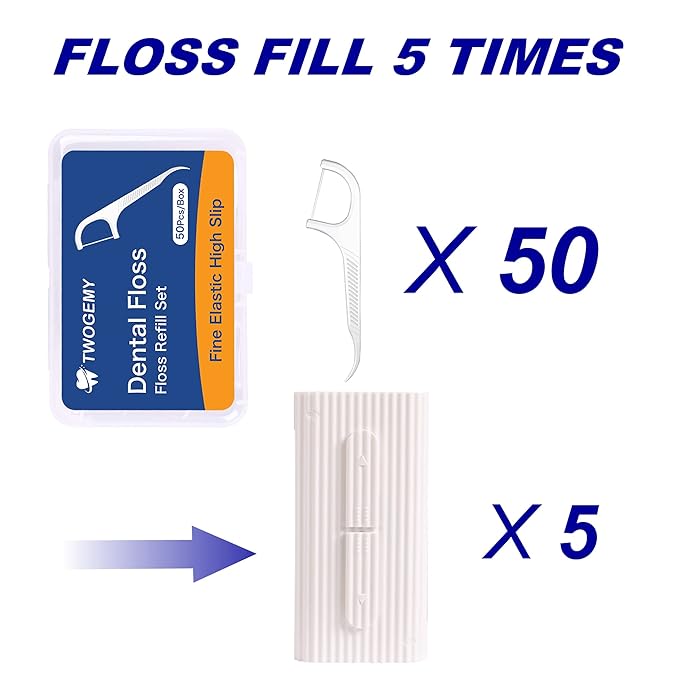 Dental Floss, 2 Pack 10 Count and 50 PCS/Box, Total Package of 70 Picks Adult Floss in Set Meal. The Perfect Portable Flossing Travel Set for Cleaning Teeth and Oral Care. (White 2+1)