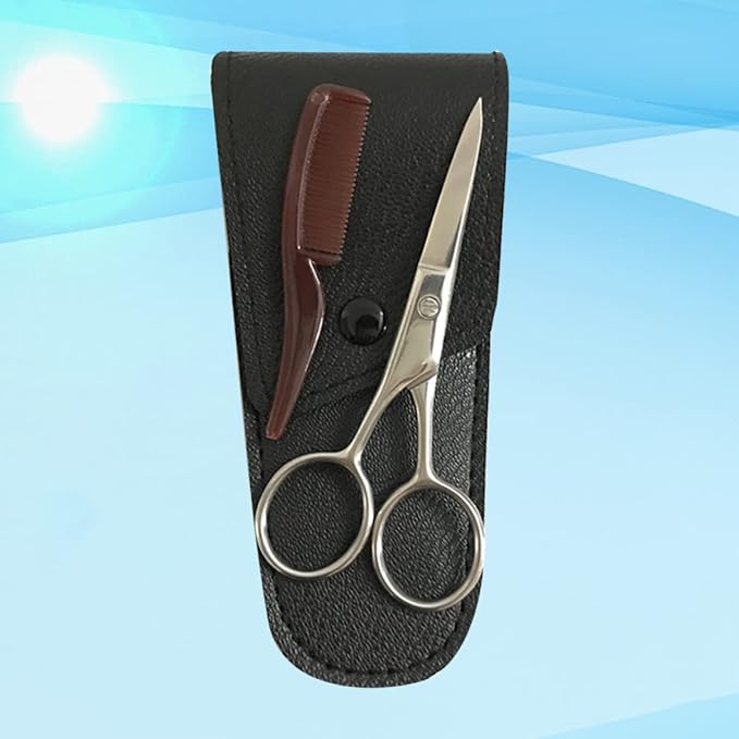 NOLITOY 3sets Stainless Steel Eyebrow Scissors Mustache Trimming Shears Brow Grooming Kit Hair Salon Tool
