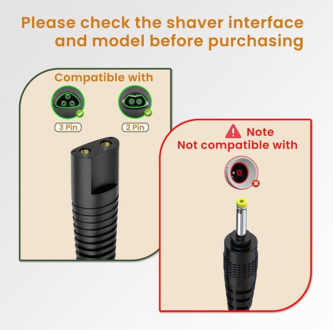 Newding Charger Cord Compatible with Braun Shaver Series 9 Pro 8 7 6 5 3, S9 S8 S7 S6 S5 S3 310s 3040s 5150cs 6120s 720s 7177cc 7185cc 8567cc 9597cc PL5137 IPL7219 SES9-030 SE7-041 SE5-011 12V 400mA