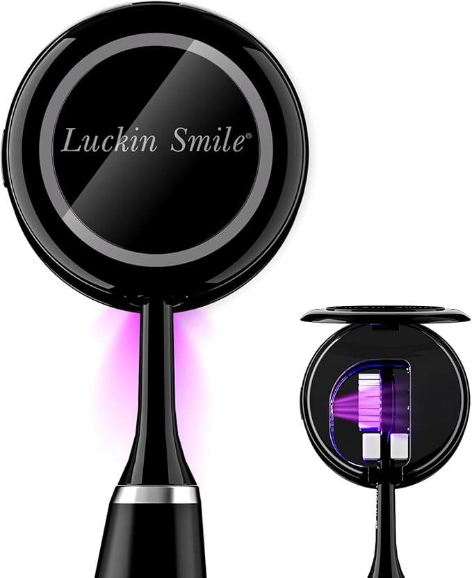 UV Toothbrush Sanitizer for Bathrooms, Single Toothbrush Sanitizer, Wall Mounted Tooth Brush Sanitizer Holder with Fan Drying, No Drilling (Black)